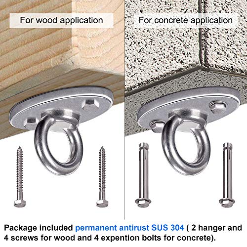 SELEWARE Ceiling Mount Cast Stainless Steel Swing Hanger Wall Anchor Hanging Yoga Swing Hammock Chair Suspension Straps Heavy Bag and More 2 Pcs - color: Ceiling Mount (2 Pack)