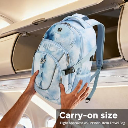 Swissdigital Laptop Backpack with USB Charging Port, Travel Backpack Fits 15.6 inches Computer, 31L Backpack for Men, Polka Blue | SD803-105 - color: Polka Blue
