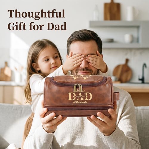 Father Day Gifts from Daughter Son, Personalized Toiletry Bag for Men, 3D Engraved Travel Toiletry Bag with Hanging Hook, Unique Customized Gifts for Men Husband Dad, Large Grooming Organizer - color: Classic Collection
