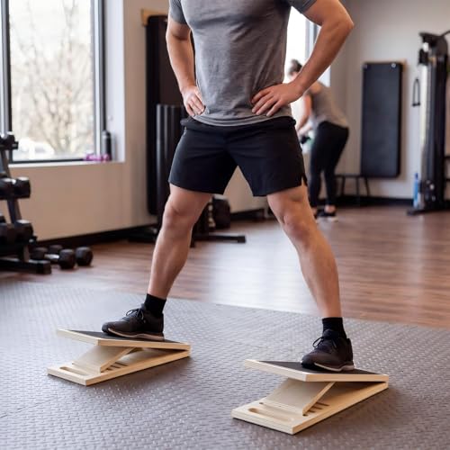 Thenshop 2 Pcs Slant Board for Calf Stretching Adjustable Portable Wooden Incline Board 300 Lbs Capacity Non Slip Calf Stretch Wedge for Leg Knees Heel Ankle Home Gym Yoga