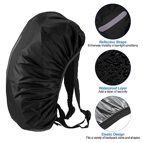 PATIKIL Waterproof Backpack Rain Cover, Non-Slip Backpack Cover with Vertical Reflective Strap Stay Dry for Hiking, Camping, Hunting - color: Black, size: Medium