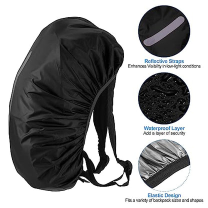 PATIKIL Waterproof Backpack Rain Cover, Non-Slip Backpack Cover with Vertical Reflective Strap Stay Dry for Hiking, Camping, Hunting - color: Black, size: Medium