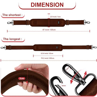 ZINMARK Shoulder Strap 59 inch, Extra-Thick Fixed Cushion Pad and Dual Clasps Universal Replacement Strap for Bags, Camera, Crossbody，Lawn mower Brown - color: Brown