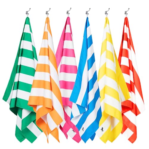 Dock & Bay Quick Drying Towel - for Sports & Gym - Compact, Lightweight - 100% Recycled - Includes Bag - Cabana - Set of 6, Large (160x90cm, 63x35) - color: Cabana - Set (6), size: Large (160x90cm, 63x35")