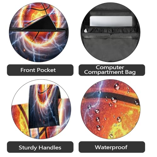 Basketball School Backpack Travel Bag for Men & Women - Lightweight Boys Girls Bookbag Daypack Fits 15.6 Inch Laptop for College Students, Middle High School, Teens