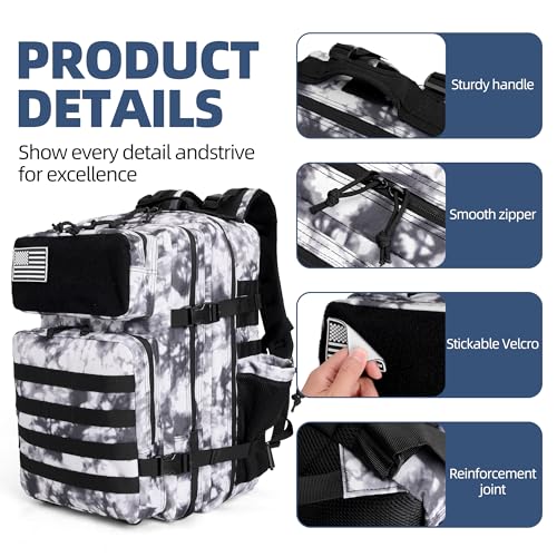 gracedon Tactical Backpack - Military Molle Bag 3 Days Pack for men and Women Large Assault Rucksack 45L (Black) - color: Gray