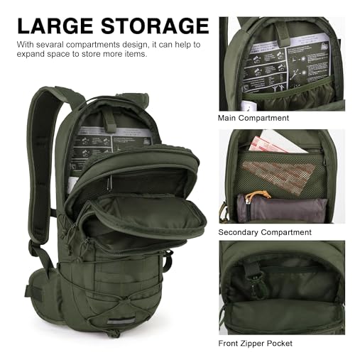 Mardingtop10L Small Tactical Molle Hydration Backpack,Cycling Backpack for Biking,Cycling and Running EDC Daypack - color: Ranger Green