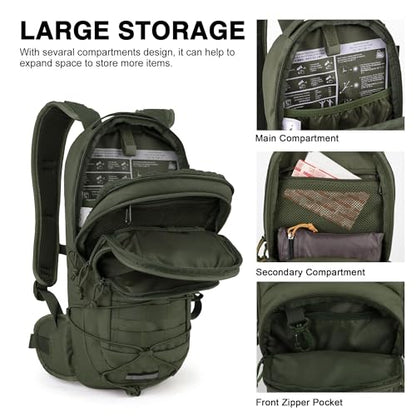 Mardingtop10L Small Tactical Molle Hydration Backpack,Cycling Backpack for Biking,Cycling and Running EDC Daypack - color: Ranger Green