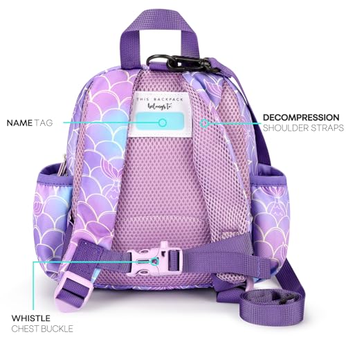 mibasies Backpack Leash for Toddlers 1-3: Baby Backpack for Girls with Anti-Lost Harness - Mermaid Purple - color: Mermaid Tail, style: Leash (Age 1-2)