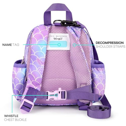 mibasies Backpack Leash for Toddlers 1-3: Baby Backpack for Girls with Anti-Lost Harness - Mermaid Purple - color: Mermaid Tail, style: Leash (Age 1-2)