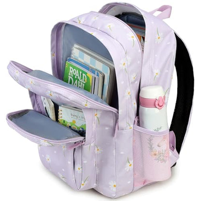 abshoo Classical Basic Daisy Womens School Backpack For College Teen Girls Water Resistant Bookbag (Daisy Purple) - color: Daisy Purple, size: 16.5 Inc