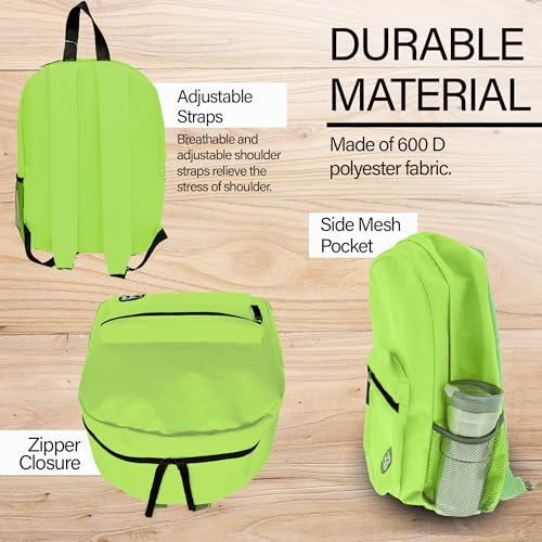 BAZIC Products 1034 Basic Backpack, Lime Green, 16" - color: Lime Green, size: 16"
