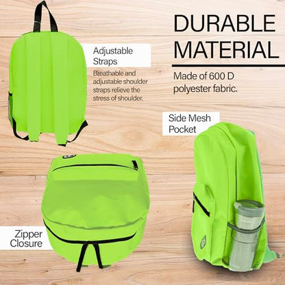 BAZIC Products 1034 Basic Backpack, Lime Green, 16" - color: Lime Green, size: 16"