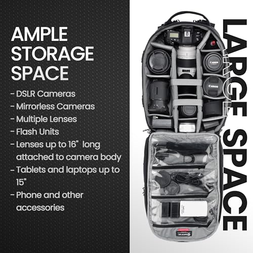 Tamrac Anvil 23 Camera Backpack for Photographers, DSLR Camera Bag with Laptop Compartment, Professional Photography Backpack, Camera Bag with Tripod Holder, Camera Carrying Case, Black - style: Anvil 23