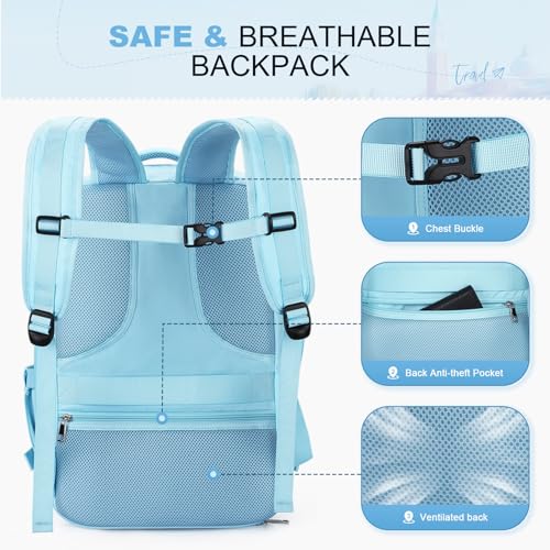 Maelstrom Travel Backpack for Men Women, 17.3" Laptop with Shoe Compartment - color: Blue, size: 17.3 inch upgraded with shoe compartment