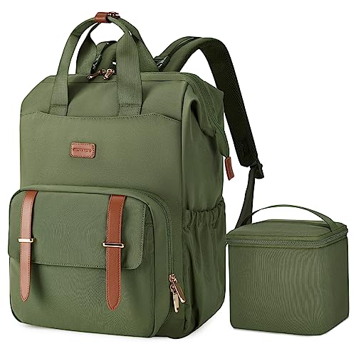 mommore Breast Pump Backpack for Spectra S1,S2 Medela Large Diaper Backpack for Working Moms with 15.6 inch Laptop Sleeve, Green - color: Green