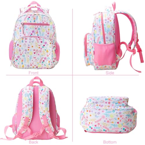 RHCPFOVR Kids Backpack for Girls - Girls Backpack 3-8 Ages Flower for Kids 15 Inch School Bookbag for Kindergarten Elementary School Bookbag for Girl 1st 2nd Grade - style: Flower