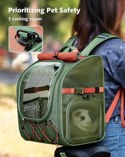 Pecute Small Pet Carrier, Breathable Bearded Dragon Carrier, with Transparent Bubble & Steel Frame, Safety Lock for Hamster, Rabbit, Guinea Pig, Kitten, Puppy, Ideal for Travel/Vet Visits/Camp, Green - color: Green