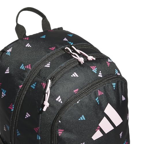 adidas Kids Affiliate Backpack – School Bag for Girls and Boys, 27L, 3 Bar Toss Black-Clear Pink/Clear Pink, OSFA - color: 3 Bar Toss Black-clear Pink/Clear Pink