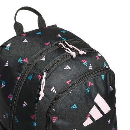 adidas Kids Affiliate Backpack – School Bag for Girls and Boys, 27L, 3 Bar Toss Black-Clear Pink/Clear Pink, OSFA - color: 3 Bar Toss Black-clear Pink/Clear Pink