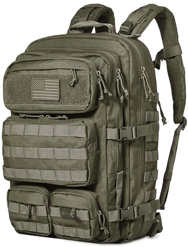 Falko Tactical Backpack for Men and Women 50L Backpack 2.4x Stronger Large Military Molle Rucksack, Bugout Backpack Outdoors - color: Ranger Green