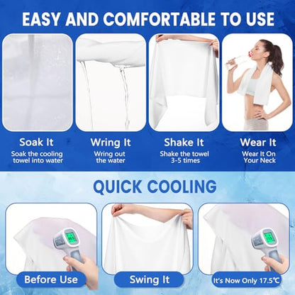 Hosuly 300 Pack Cooling Towels Bulk 40 x 12 Inch Large Chilly Breathable Sweat Sports Cold Towels Sublimation Microfiber Ice Neck Rag for Hot Weather Workout Gym Team Gift (White) - color: White