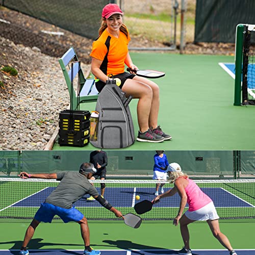 Pickleball Bag - Pickleball Bags for Women Men - Pickleball Backpack - Travel Pickleball Paddle Case, Pickle Ball Bag for Pickleball Paddle Tennis Racket, Protable Pickleball Sling Bag - color: Gray
