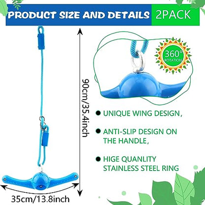 2 Pack Ninja Twist Swing 360° Handle Twist Playset Ninja Line Toys Jungle Gym Accessories for Kids Boys Girls Playground Backyard Swing Set Attachments
