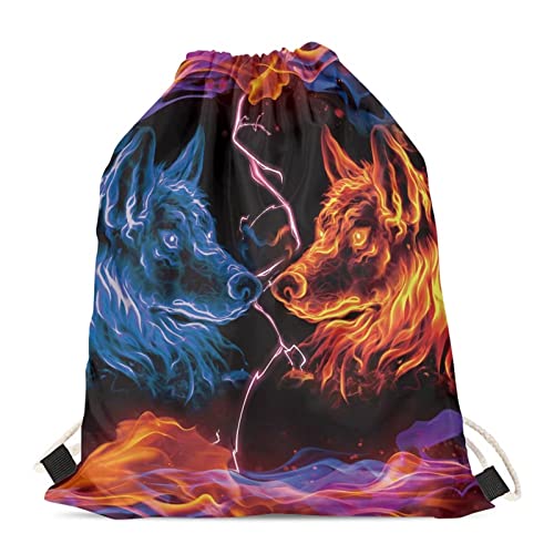 Upetstory Wolf Gifts for Girls Boys Kids Backpack Drawstring Bag String Gym Sackpack Galaxy Bookbag Sports Gymsac Storage Pouch Travel Hiking Camping Daypack - color: Wolf 2