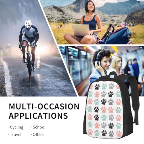 Slim Anti Theft Laptop Backpack Colorful Dog Paw Prints, Large Volume Travel Daypack Durable Polyester Carry Bag for Office Business Outdoor Trekking - color: Design (663)