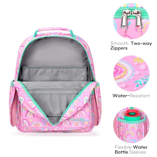 mibasies Girls Backpack with Lunch Box: 3PCS Kids Backpack Set for Kindergarten Elementary - 15 IN Cute Bookbag - Rainbow - color: Rainbow