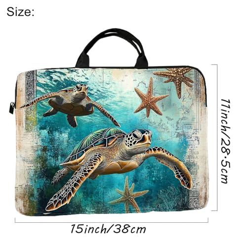 15-Inch Laptop Sleeve – Stylish, Lightweight, Shockproof, Water-Resistant Case for Lenovo, HP, Dell, Asus Notebooks - Cute Turtle - color: Cute Turtle