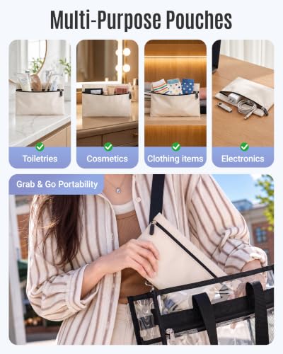 LIGHT FLIGHT 8 Set Packing Cubes for Travel, Durable Travel Essentials for Cruish Ship, Suitcase Organizer Packing Bags (8-Pack 1L+2M+1S+1Shoe Bag+2Toiletry Bags+1Laundry Bag) - color: Beige