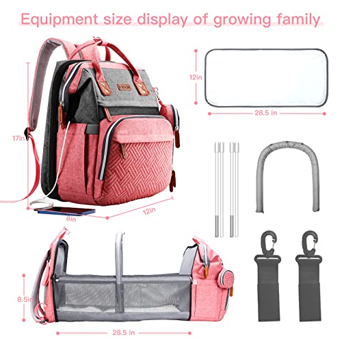 ISMGN Diaper Bag Backpack with Changing Station, Large Diaper Bag, Baby Bag, Multifunctional Diaper Bag, Pinkgray - color: Upgrade Pinkgray
