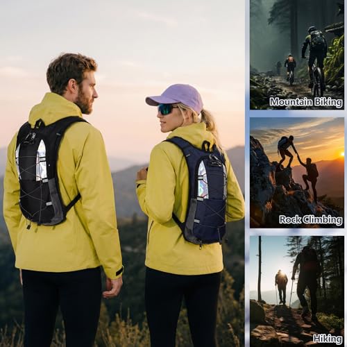 Sadnyy 4 Pack Hydration Backpack with 2l Water Bladder Lightweight Adjustable Reflective Hydration Pack for Outdoor Thicken Water Backpack Hiking Essential for Men Running, Cycling