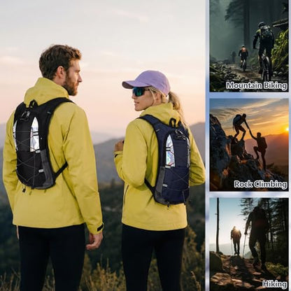 Sadnyy 4 Pack Hydration Backpack with 2l Water Bladder Lightweight Adjustable Reflective Hydration Pack for Outdoor Thicken Water Backpack Hiking Essential for Men Running, Cycling