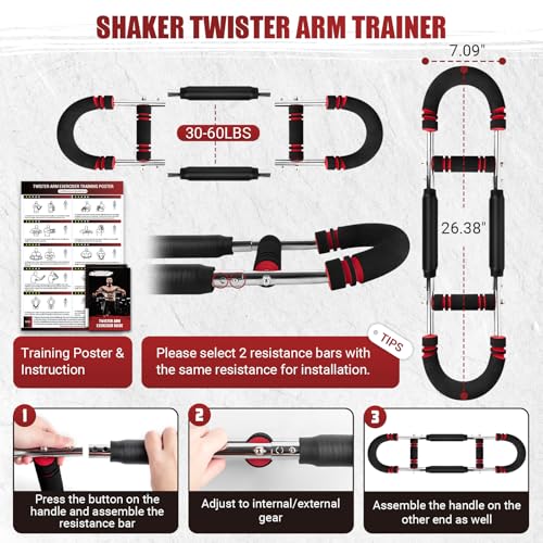 COFOF Exercise hand grippers, Adjustable Forearm Strengthener with Training Poster