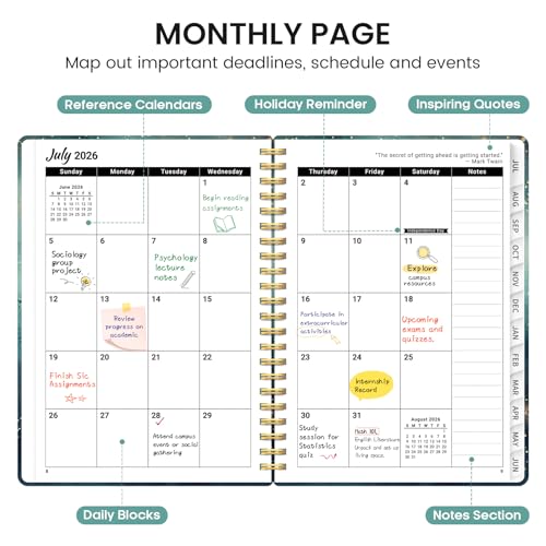 Planner 2026-2027, Academic Monthly and Weekly Calendar Planner for Women, July 2026 - June 2027, Hardcover Pretty Agenda Planner Book with Tabs, Spiral Daily Organizer for School Office Home Supplies, 8.5" x 11" - Whale Dreams - color: B-Whale Dreams, si