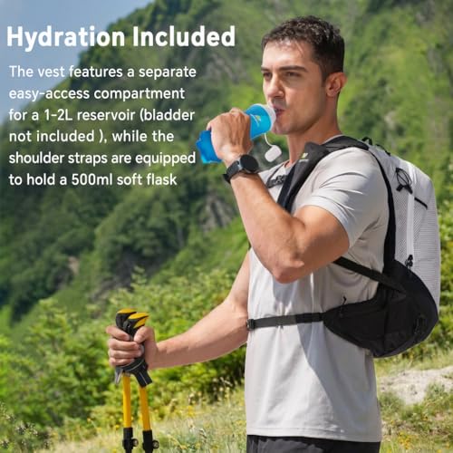 N NEVO RHINO 17L Hydration Backpack with 500ml/17oz Soft Flask for Men & Women, Lightweight Hiking Backpack, Water Backpack for Hiking, Camping, Traveling - color: White