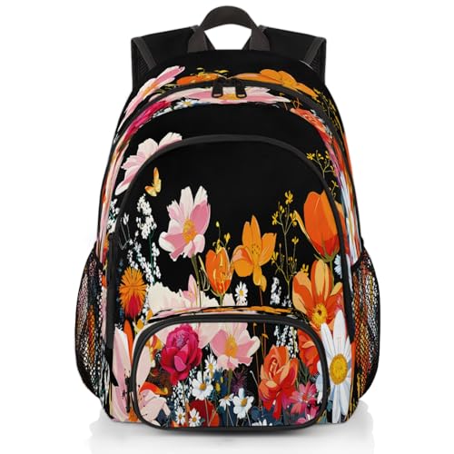 Flower Floral Laptop Backpack for Women Men, Work Computer Backpacks, 18.3 Inch Large Computer Nurse Teacher Bags Travel Casual Daypack - color: Multicolor 7