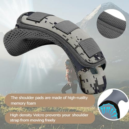ZINMARK 2Pcs Thick Cushioned Shoulder Pads, Anti-Slip Design and Breathable Mesh Pads for Shoulder Strap,Soft and Comfortable - color: Camouflage Gray