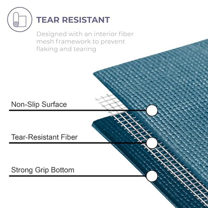 Voyage Yoga Mat, 6 Pack, 72" x 24" Professional Studio and Gym Bulk Yoga Mats, 5mm Thick, Durable, Anti-Tear, Non Slip Fitness and Exercise Mats - color: Oceanside