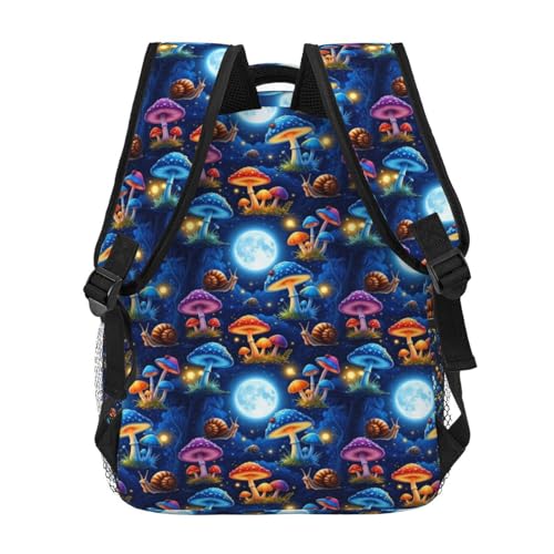 Multi Purpose Gym Backpack Trippy Moon Mushroom Art, Casual Daypack with Inner Pocket and Mesh Side Pockets for Sports and Weekend Trips - color: Pattern (4)