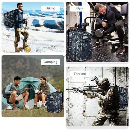 WOLT | Military Tactical Backpack for Men, Large Army 3 Day Assault Pack with MOLLE Bag for Hiking Survival Gear, Range Bag(02 CamouflageBlack) - color: 02camouflageblack