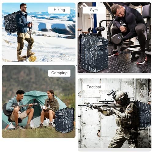 WOLT | Military Tactical Backpack for Men, Large Army 3 Day Assault Pack with MOLLE Bag for Hiking Survival Gear, Range Bag(02 CamouflageBlack) - color: 02camouflageblack
