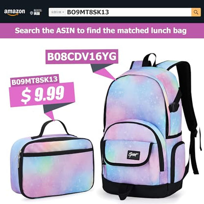 rickyh style School Backpack Travel Bag for Men & Women Lightweight College Back Pack with Laptop Compartmen - color: 04stars Rainbow