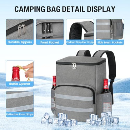 Backpack Cooler - 54 Cans Large Capacity Insulated Leak Proof Backpack for Men & Women, Cooler Bag Picnic Camping Beach Hiking Travel Lunch Backpack - color: Grey, size: 54 Cans