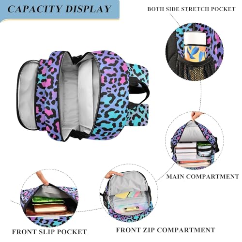 ALAZA Leopard Print Cheetah Purple Laptop Backpack Purse for Women Men Travel Bag Casual Daypack with Compartment & Multiple Pockets - color: Leopard