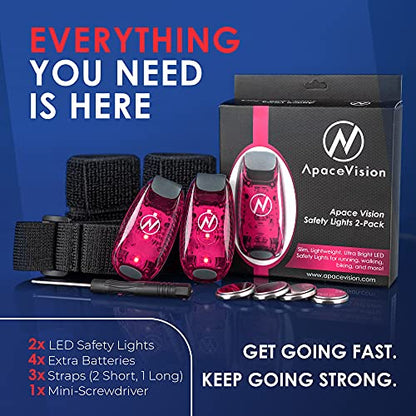LED Safety Light (2 Pack) with Bonus Items – Clip On Strobe/Running Lights for Runners, Dogs, Bikes, Walking and More - color: Pink