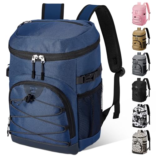 NECKORY Cooler Backpack, Lightweight and Soft Backpack Cooler for Men Women, Insulated Lunch Bag for Camping Traveling Hiking - color: Navy
